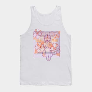 Psychedelic Issa Vibe Spacey Earth Girl (dark tan bg, purple and goldish orange variation) Tank Top